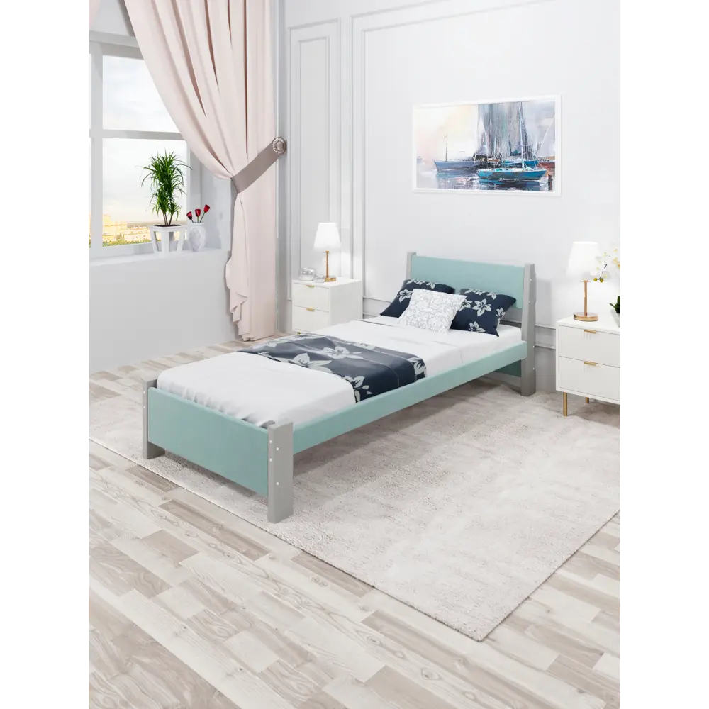 Фото 3 Кровать Solarius Мишка реечное основание 100 x 80 x 200 см дерево цвет тиффани;платиновый Фото 3 Кровать Solarius Мишка реечное основание 100 x 80 x 200 см дерево цвет тиффани;платиновый