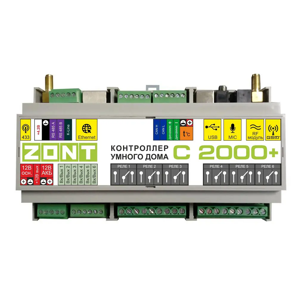 Фото 2 GSM-Etherrnet контроллер ZONT C2000+ для умного дома Фото 2 GSM-Etherrnet контроллер ZONT C2000+ для умного дома