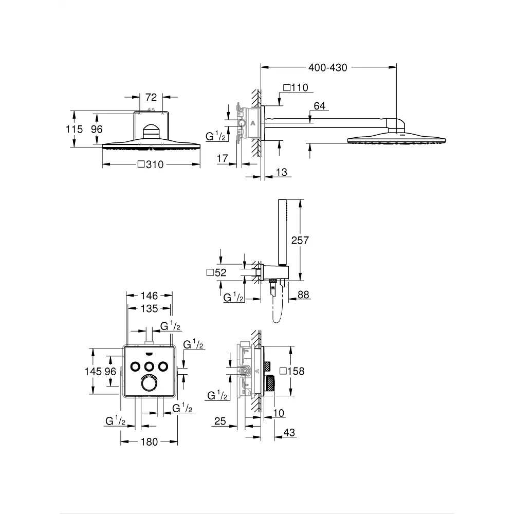 Фото 2 Душевая система Grohe Smart Control 34712000 цвет хром Фото 2 Душевая система Grohe Smart Control 34712000 цвет хром