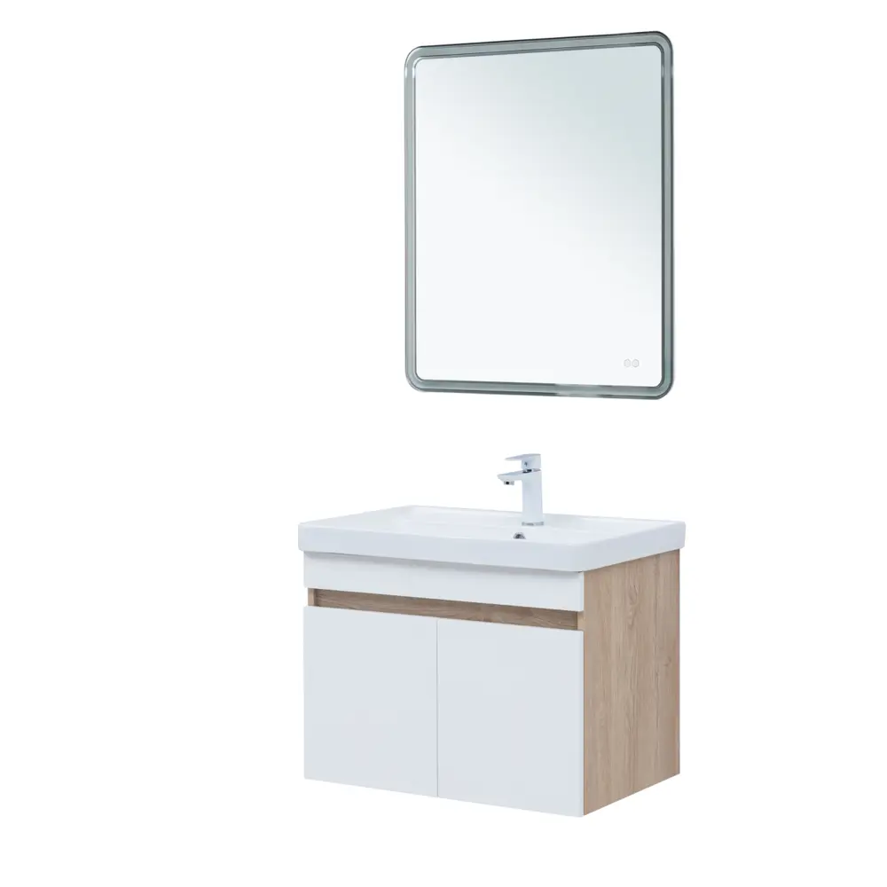 Фото 13 Тумба под раковину напольная Aquanet 00344800 68.4см цвет дуб светлый/белый сатин