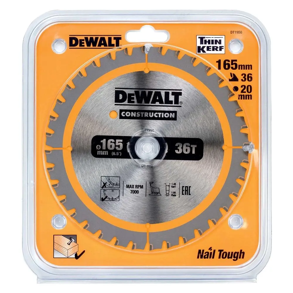 Фото Диск пильный по дереву Dewalt DT1950-QZ 36T 165x20x1.49 мм Фото Диск пильный по дереву Dewalt DT1950-QZ 36T 165x20x1.49 мм