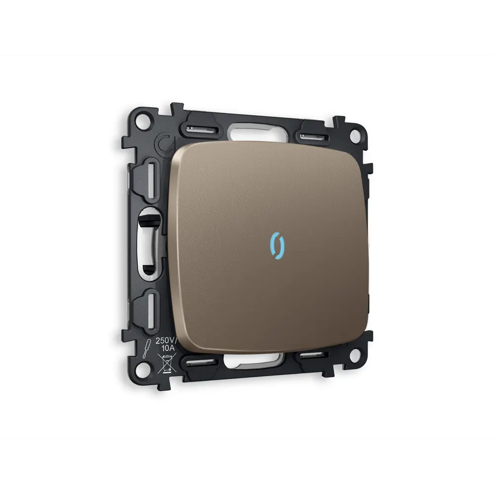 Фото Выключатель проходной встраиваемый Ambrella volt Omega MO632040 1 клавиша с подсветкой 10000K цвет темная бронза матовый