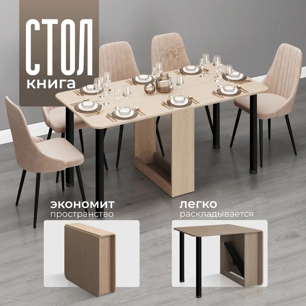 Фото Кухонный стол прямоугольный Ami 24x160.5 см лдсп цвет сонома Фото Кухонный стол прямоугольный Ami 24x160.5 см лдсп цвет сонома