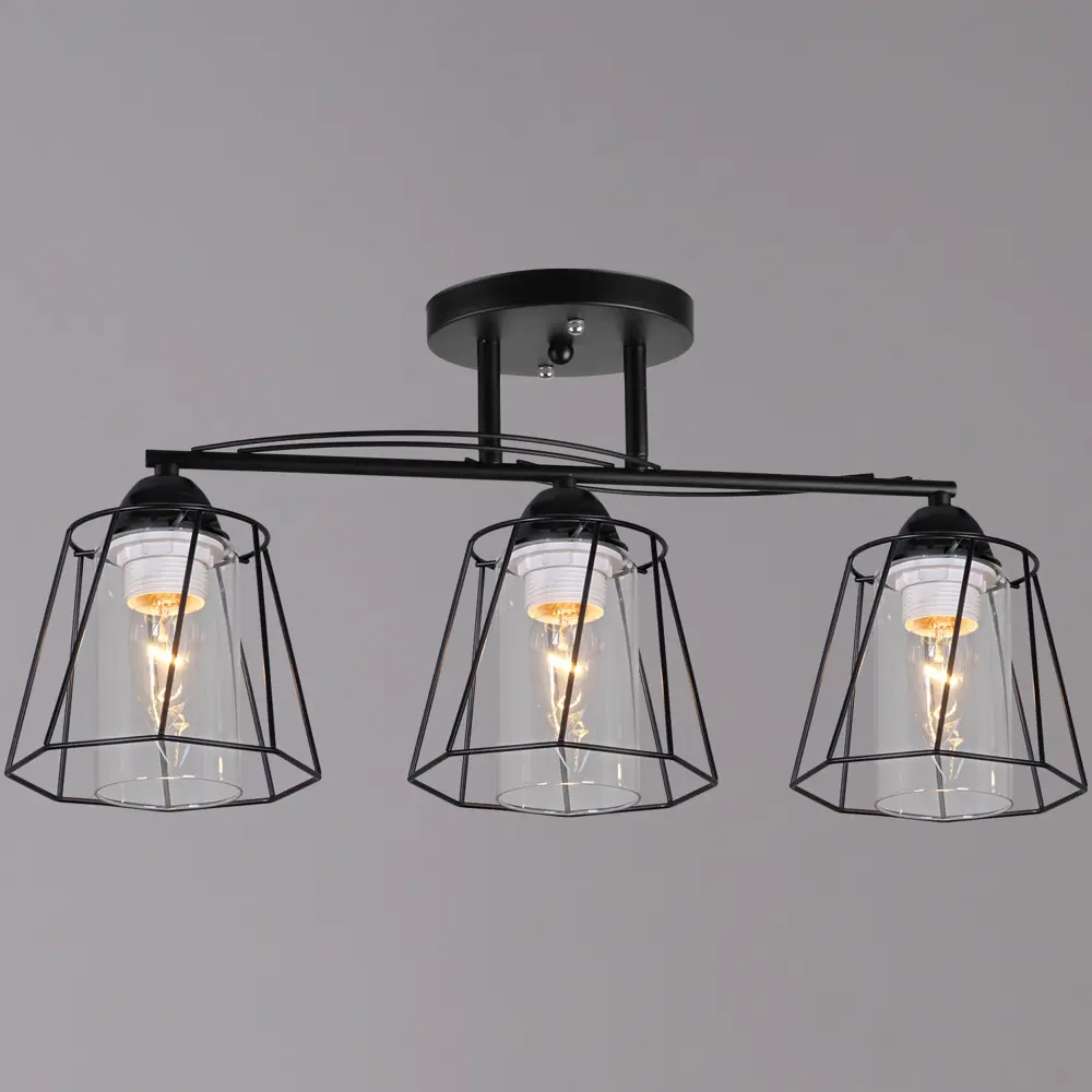 Фото Люстра на штанге Reluce 07588-0.3-03 bk 3 лампы 18 м² цвет прозрачный/черный Фото Люстра на штанге Reluce 07588-0.3-03 bk 3 лампы 18 м² цвет прозрачный/черный