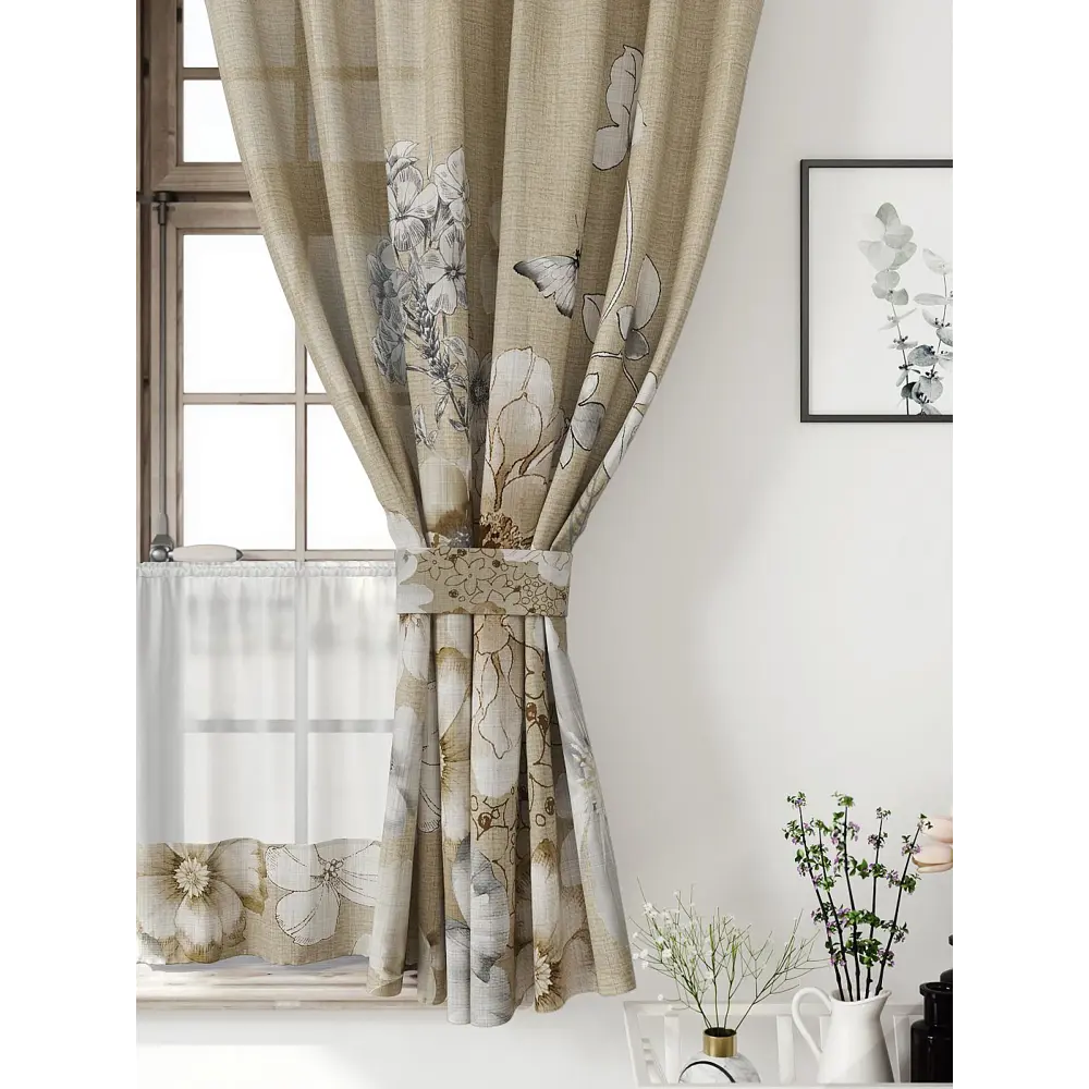 Фото 5 Комплект штор Comfy way CW705177-160 на шторной ленте 160x150 см цвет бежевый Фото 5 Комплект штор Comfy way CW705177-160 на шторной ленте 160x150 см цвет бежевый