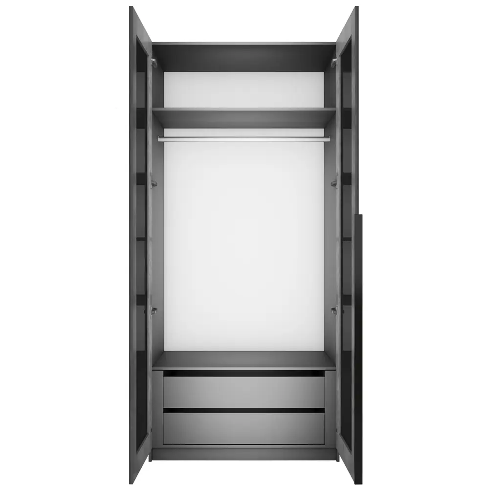 Фото 3 Шкаф распашной Мебельная компания е1 LCKSch_M1_800_B 101x220x52.5 см ЛДСП цвет серый диамант