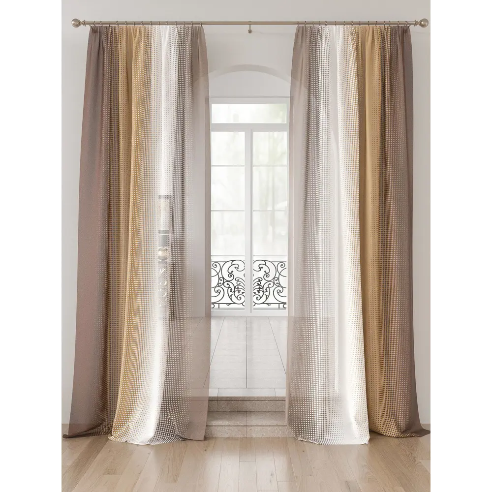 Фото Тюль Comfy way Лоуна - 128 CW754128-230 на шторной ленте 230x150 см цвет бежевый