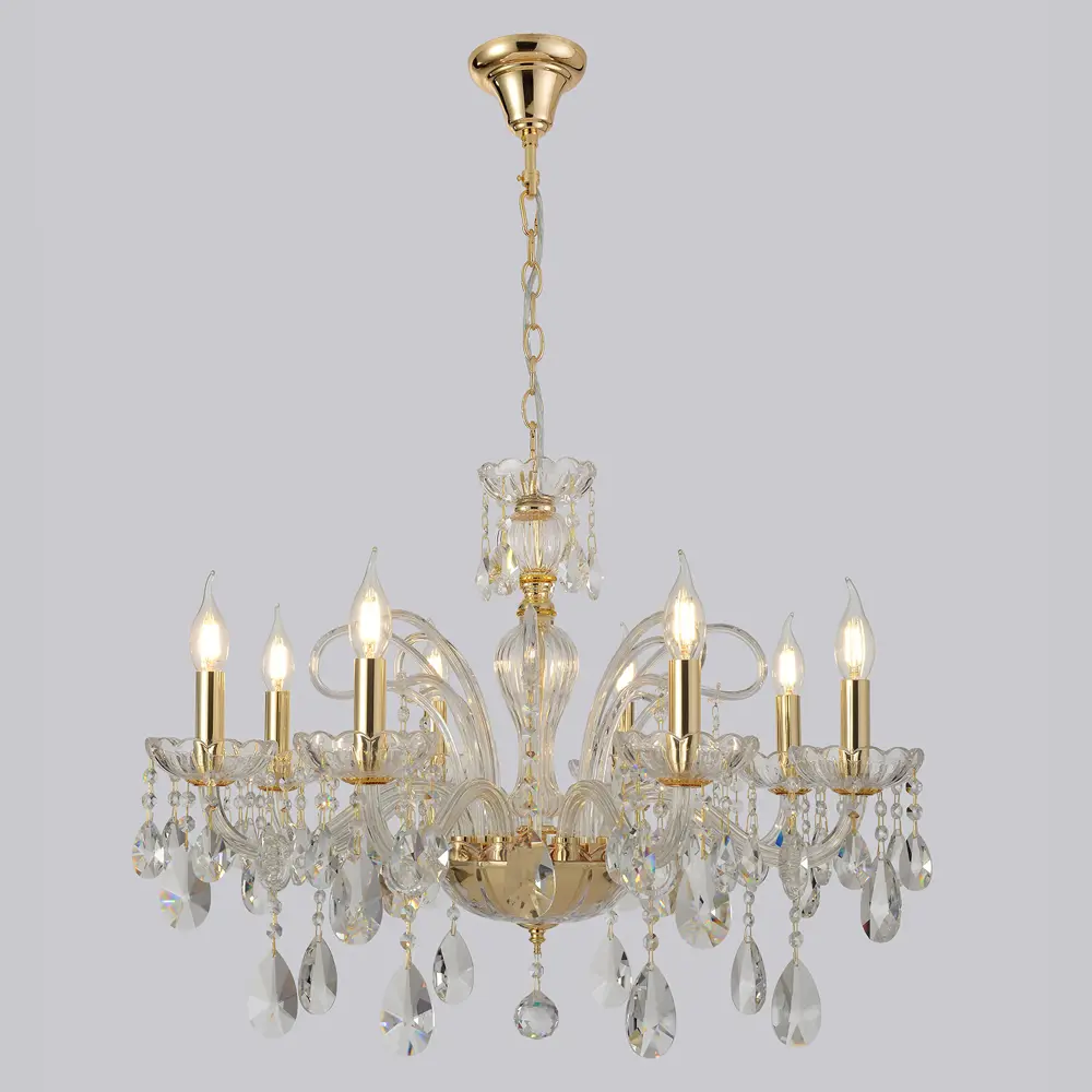 Фото 5 Люстра подвесная Crystal Lux Monica sp8 gold 8 ламп 19 м² цвет золото Фото 5 Люстра подвесная Crystal Lux Monica sp8 gold 8 ламп 19 м² цвет золото