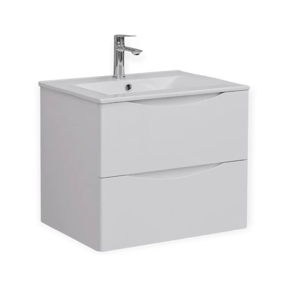 Фото 4 Тумба с раковиной подвесная Bond Cube 60см T01605-S05W, белая матовая Фото 4 Тумба с раковиной подвесная Bond Cube 60см T01605-S05W, белая матовая