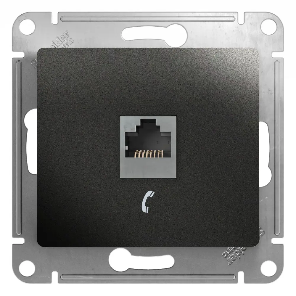 Фото Розетка телефонная встраиваемая Systeme Electric Glossa GSL000781T RJ11 цвет антрацит Фото Розетка телефонная встраиваемая Systeme Electric Glossa GSL000781T RJ11 цвет антрацит