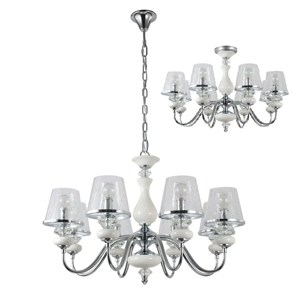 Фото Люстра подвесная Crystal Lux 308_1210 8 ламп 16 м² цвет хром Фото Люстра подвесная Crystal Lux 308_1210 8 ламп 16 м² цвет хром