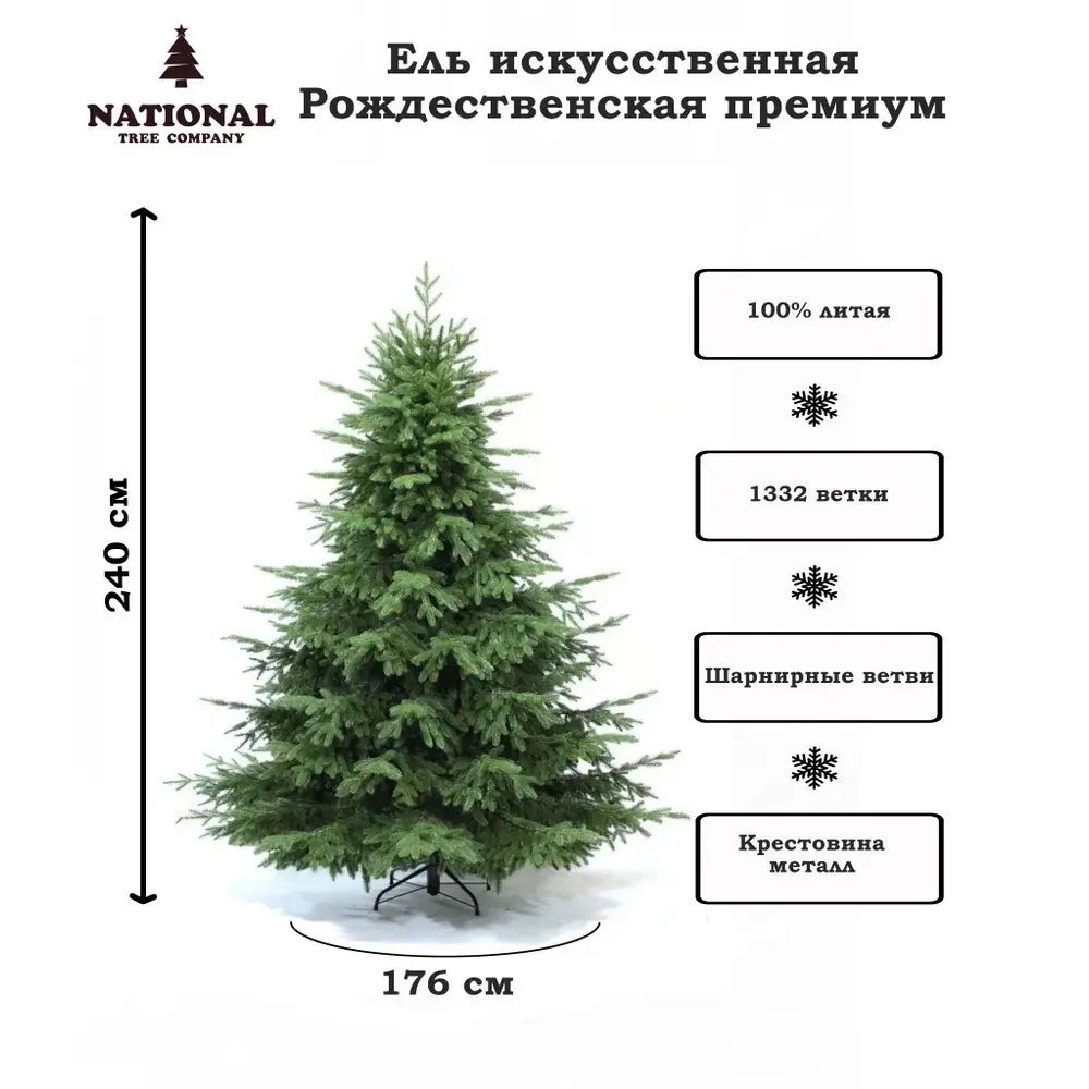 Фото 3 Ель новогодняя искусственная National tree company РД/ПР-240 Рождественская премиум 176 см Фото 3 Ель новогодняя искусственная National tree company РД/ПР-240 Рождественская премиум 176 см