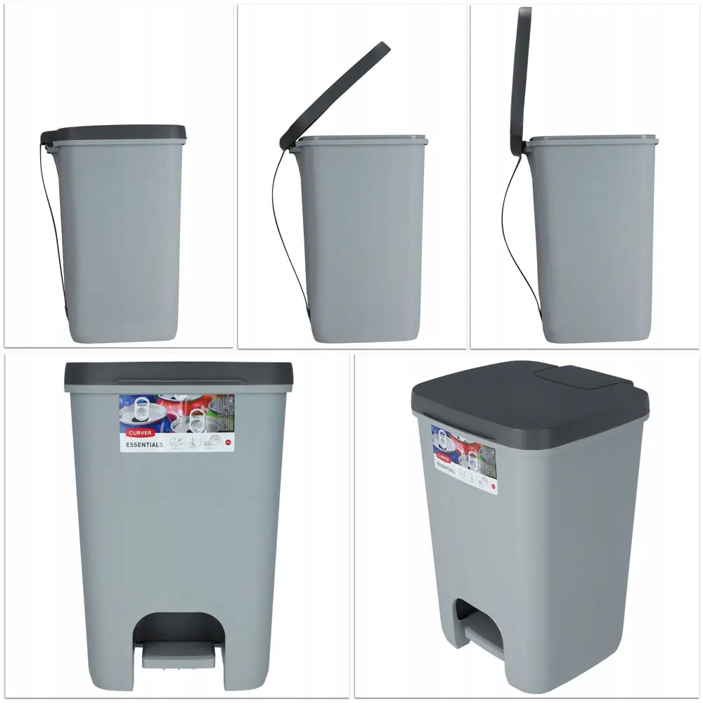 Фото 5 Мусорное ведро 20 л Curver 225360 полипропилен цвет серый Фото 5 Мусорное ведро 20 л Curver 225360 полипропилен цвет серый