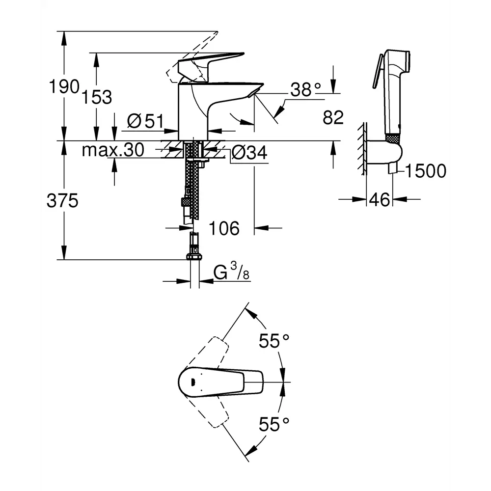 Фото 2 Смеситель для раковины Grohe Start Edge 23773001 Фото 2 Смеситель для раковины Grohe Start Edge 23773001
