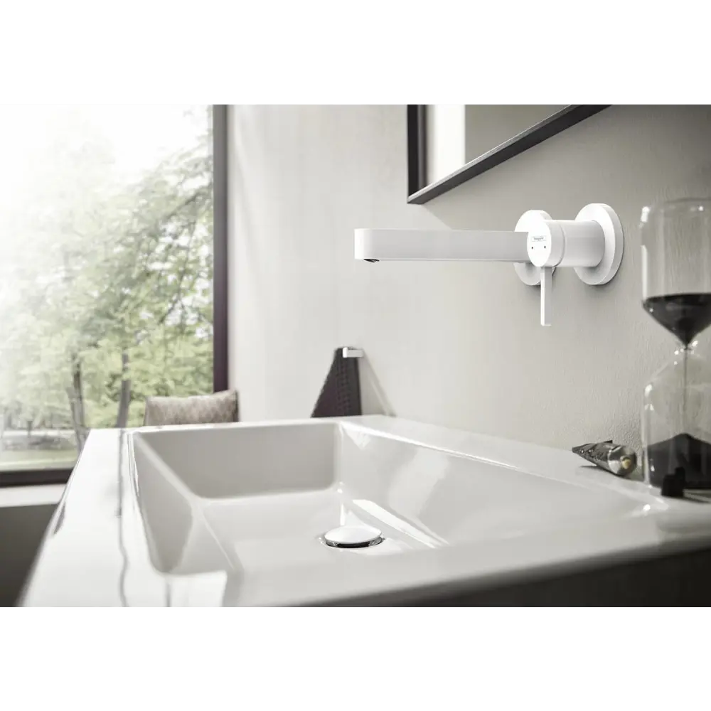 Фото 5 Смеситель для раковины настенный Hansgrohe Finoris 76051700 однорычажный цвет матовый белый Фото 5 Смеситель для раковины настенный Hansgrohe Finoris 76051700 однорычажный цвет матовый белый