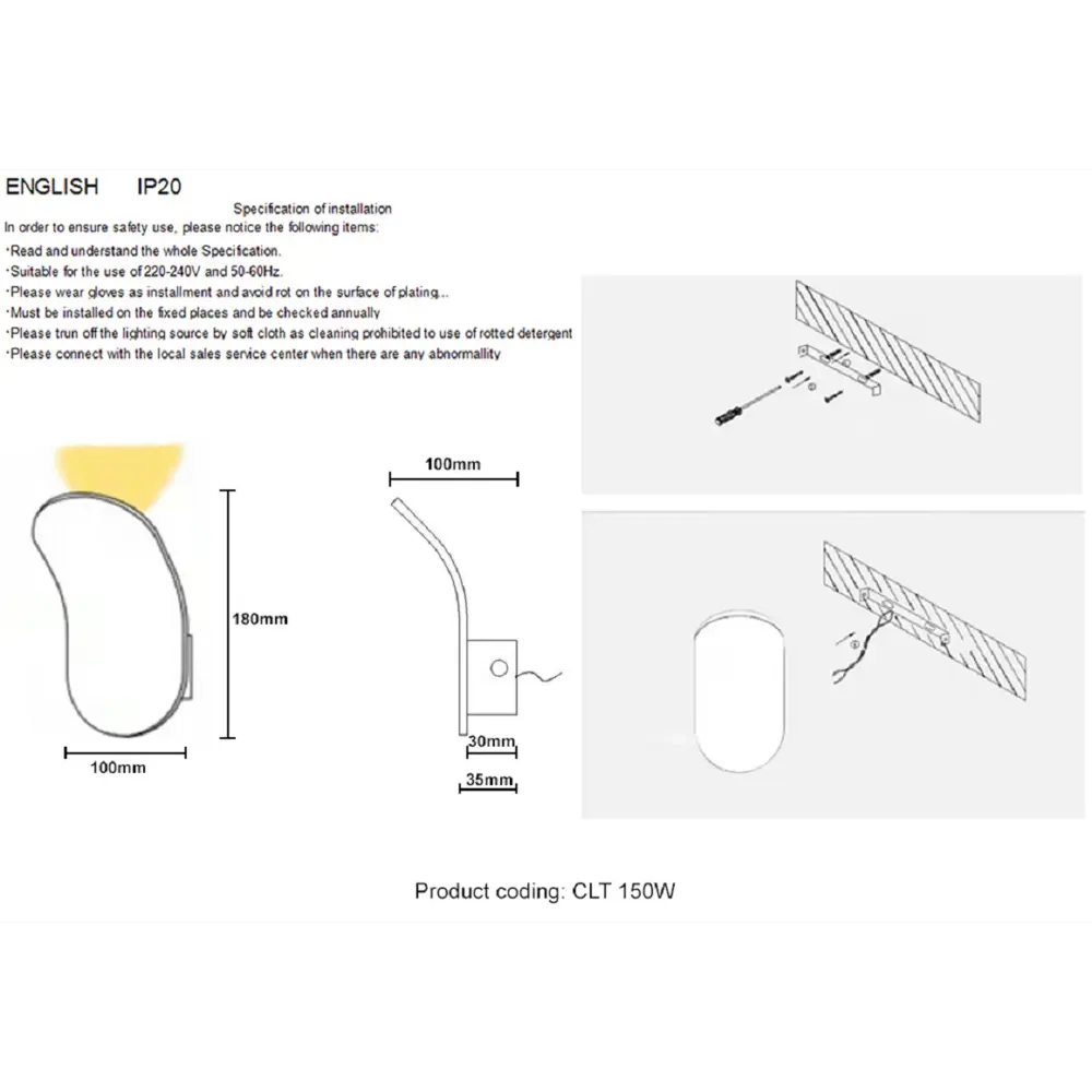 Фото 3 Настенный светильник светодиодный Crystal Lux 150 Clt 150w bl теплый белый (желтый) свет цвет черный Фото 3 Настенный светильник светодиодный Crystal Lux 150 Clt 150w bl теплый белый (желтый) свет цвет черный