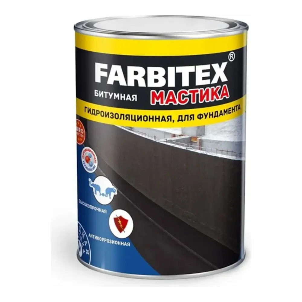 Фото Мастика Farbitex битумная гидроизоляционная 17кг Фото Мастика Farbitex битумная гидроизоляционная 17кг