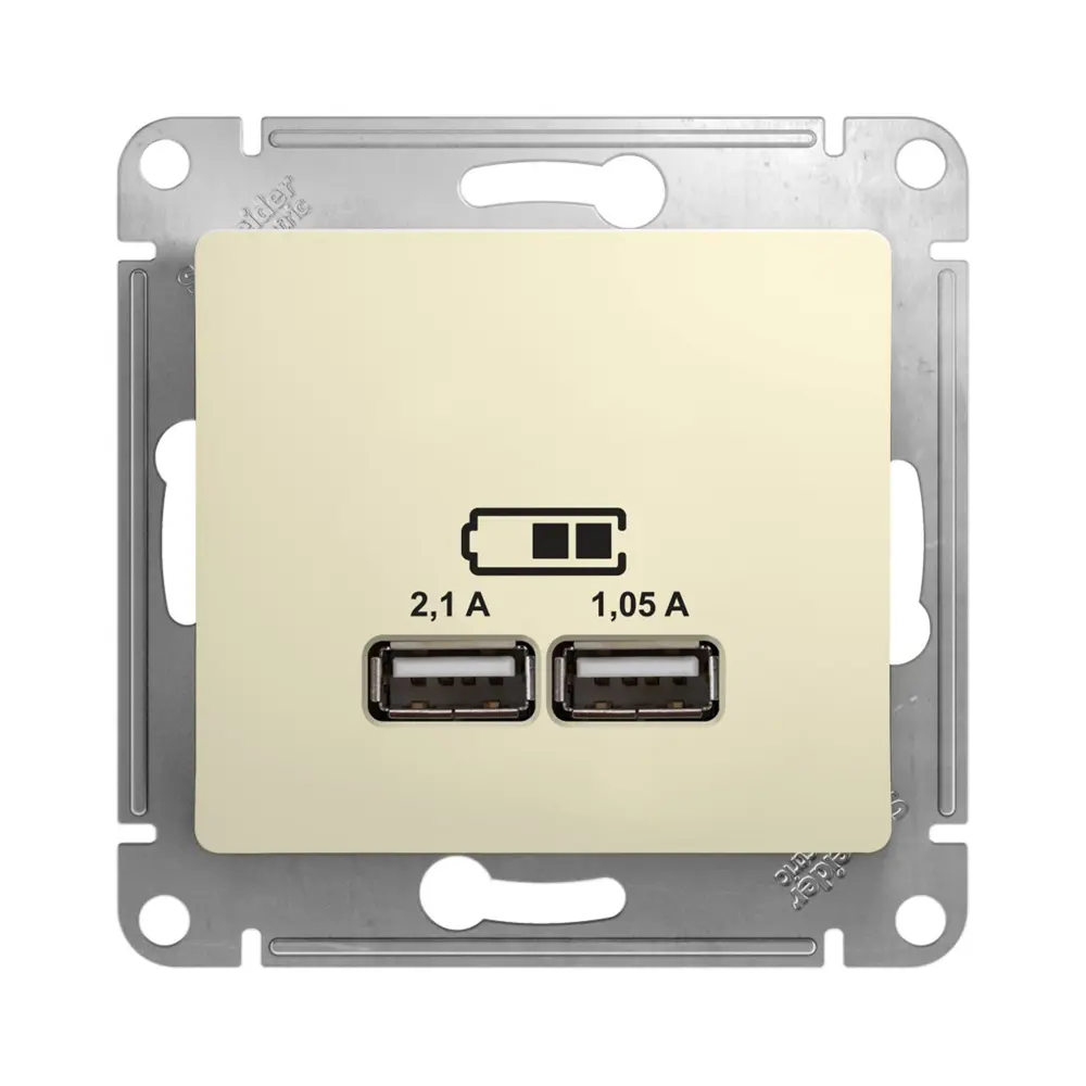 Фото Розетка USB встраиваемая Schneider electric Glossa GSL000233 цвет бежевый Фото Розетка USB встраиваемая Schneider electric Glossa GSL000233 цвет бежевый