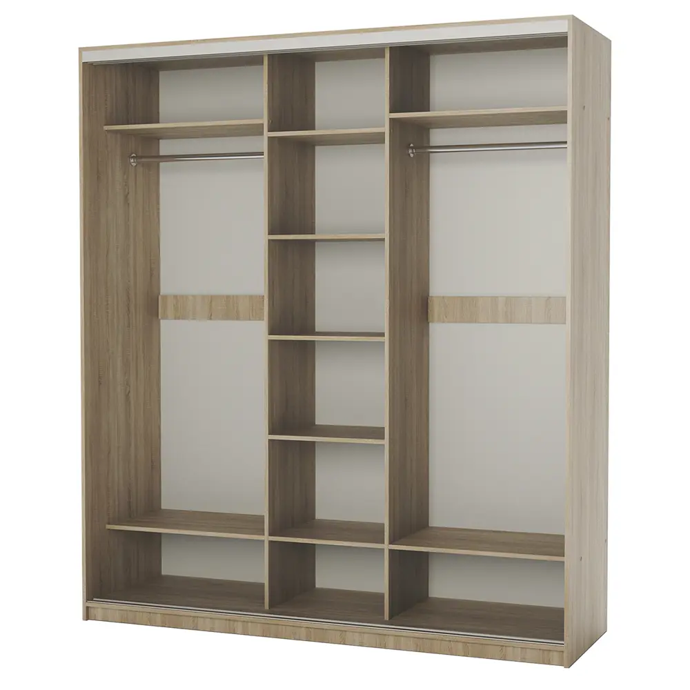 Фото 4 Шкаф-купе Гамма 240x220x60 см 9 полок ЛДСП цвет дуб сонома Фото 4 Шкаф-купе Гамма 240x220x60 см 9 полок ЛДСП цвет дуб сонома