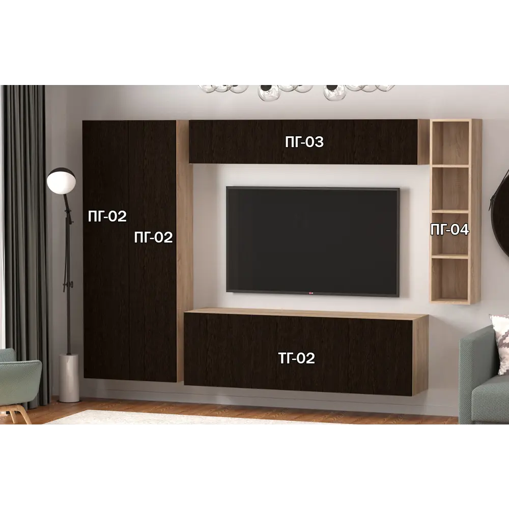 Фото 3 Полка Furnistyle 11814 160x50x42 см ЛДСП цвет венге, дуб сонома Фото 3 Полка Furnistyle 11814 160x50x42 см ЛДСП цвет венге, дуб сонома