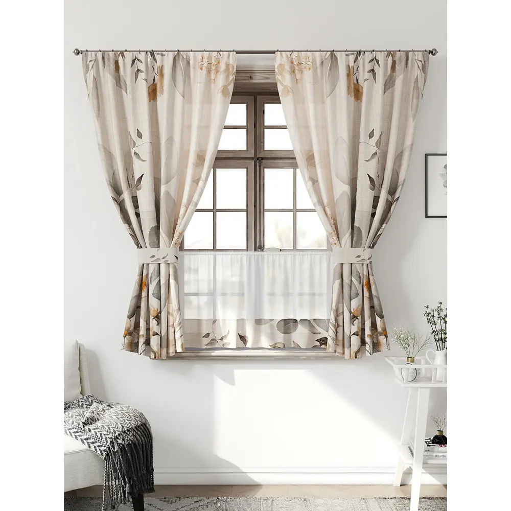 Фото Комплект штор Comfy way CW705172-160 на шторной ленте 160x150 см цвет бежевый, светло-бежевый, слоновая кость, темно-бежевый Фото Комплект штор Comfy way CW705172-160 на шторной ленте 160x150 см цвет бежевый, светло-бежевый, слоновая кость, темно-бежевый