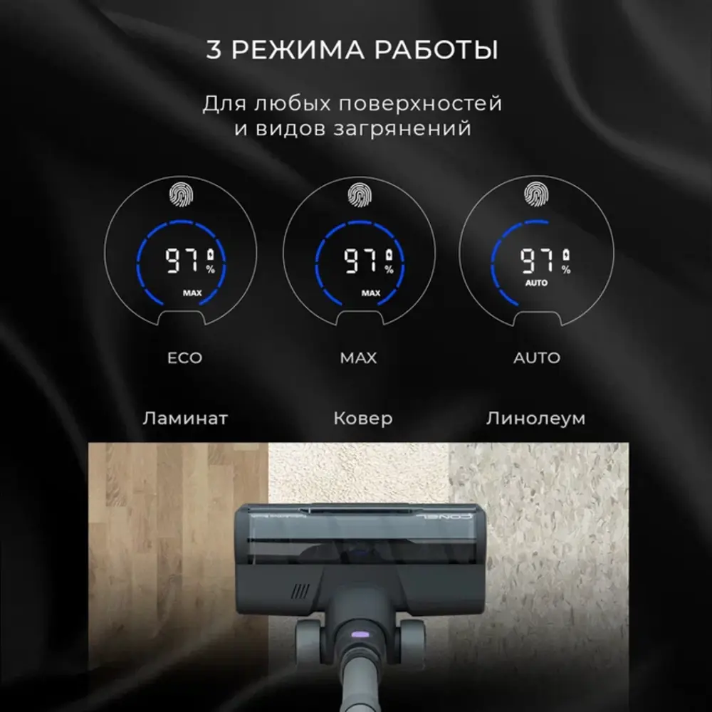 Фото 6 Пылесос вертикальный Conel Urv2350 UVPR11 0.35 л 350 Вт цвет черный матовый