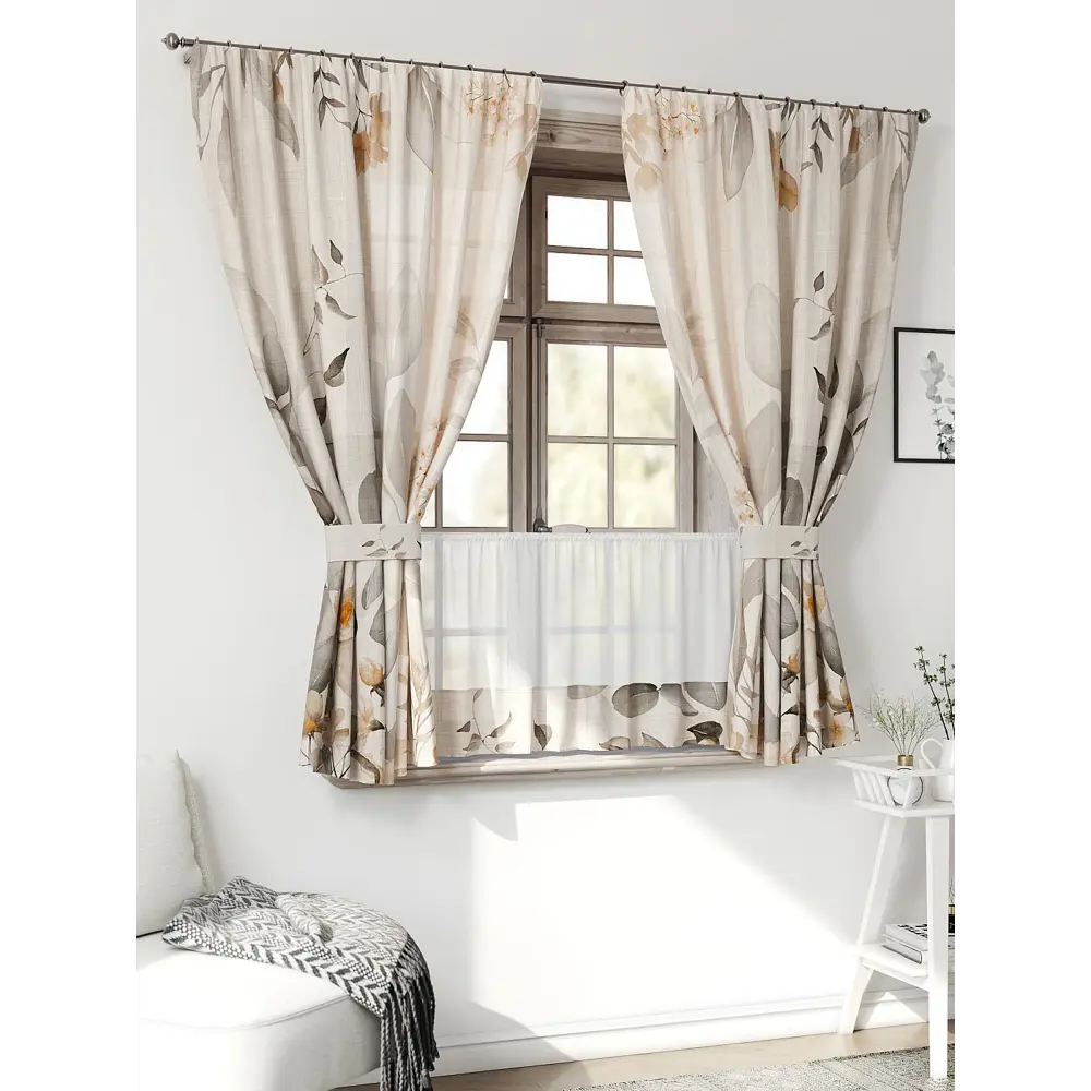 Фото 3 Комплект штор Comfy way CW705172-160 на шторной ленте 160x150 см цвет бежевый, светло-бежевый, слоновая кость, темно-бежевый Фото 3 Комплект штор Comfy way CW705172-160 на шторной ленте 160x150 см цвет бежевый, светло-бежевый, слоновая кость, темно-бежевый