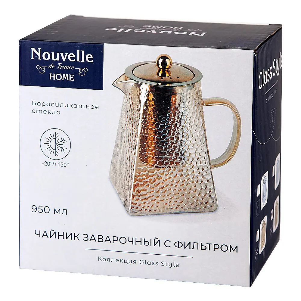 Фото 2 Чайник 950 мл Nouvelle 5210013 стекло цвет прозрачный