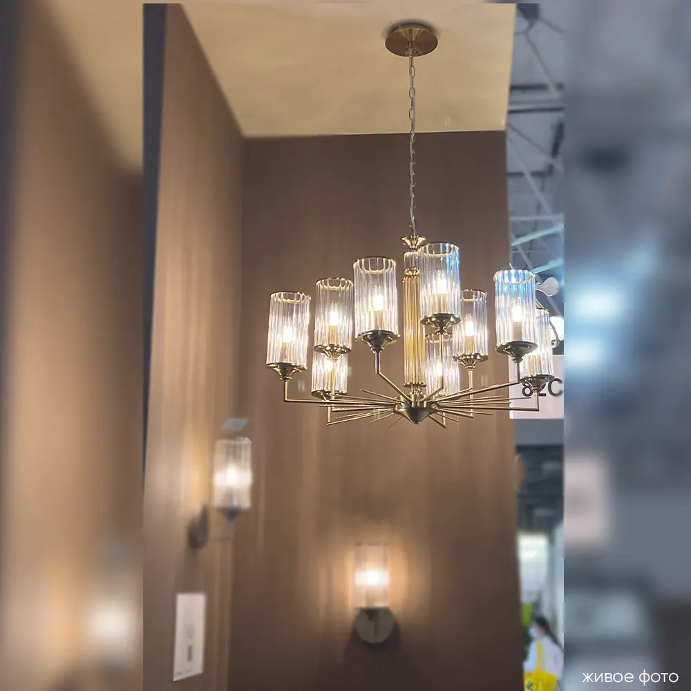 Фото 4 Люстра подвесная Crystal Lux 309_1910 9 ламп 18 м² цвет латунь Фото 4 Люстра подвесная Crystal Lux 309_1910 9 ламп 18 м² цвет латунь