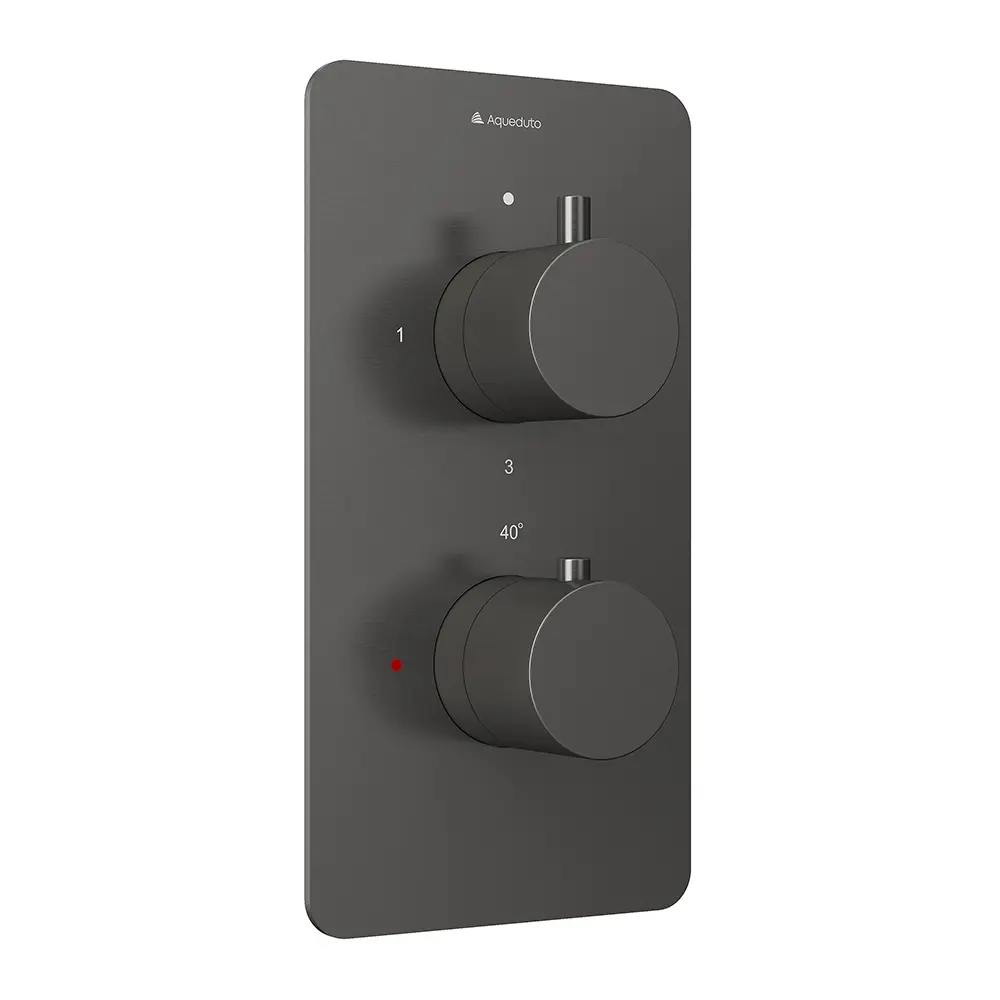 Фото Смеситель термостатический Aqueduto Aceno ACE0345 скрытого монтажа 3 потребителя цвет оружейная сталь