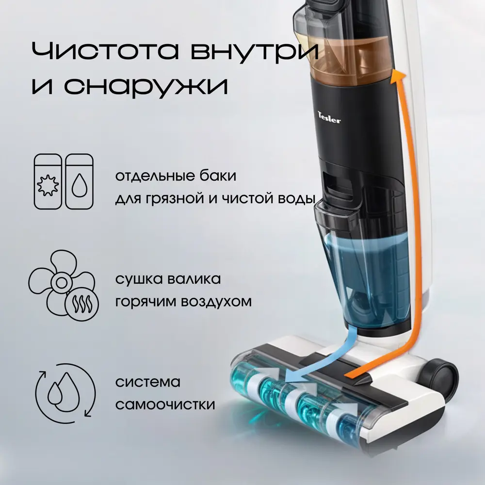 Фото 5 Пылесос вертикальный Tesler Pure storm wd-7300 0.8 л 2200 Вт цвет белый Фото 5 Пылесос вертикальный Tesler Pure storm wd-7300 0.8 л 2200 Вт цвет белый