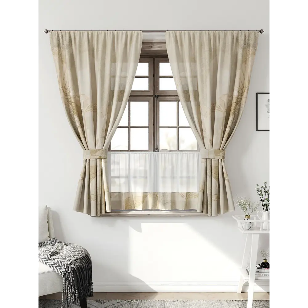 Фото Комплект штор Comfy way Иномик - 92 CW705092-160 на шторной ленте 160x150 см цвет бежевый Фото Комплект штор Comfy way Иномик - 92 CW705092-160 на шторной ленте 160x150 см цвет бежевый