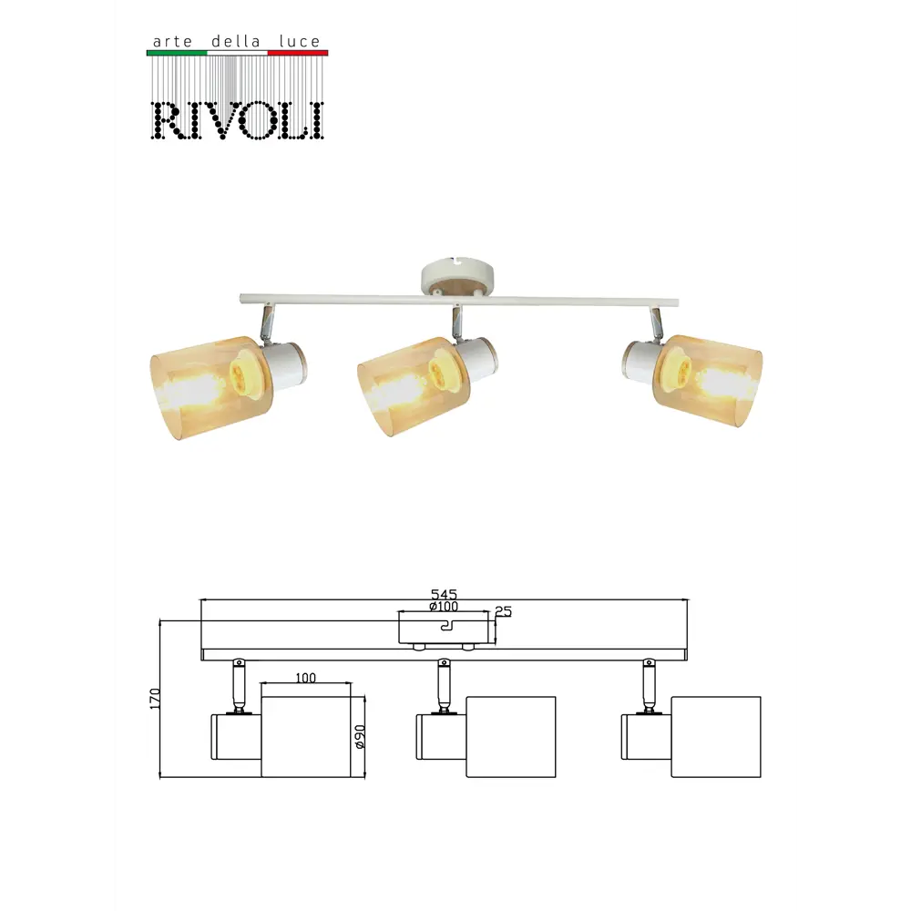 Фото 4 Спот поворотный Rivoli Б0054662 3 лампы E27 9 м² цвет разноцветный Фото 4 Спот поворотный Rivoli Б0054662 3 лампы E27 9 м² цвет разноцветный