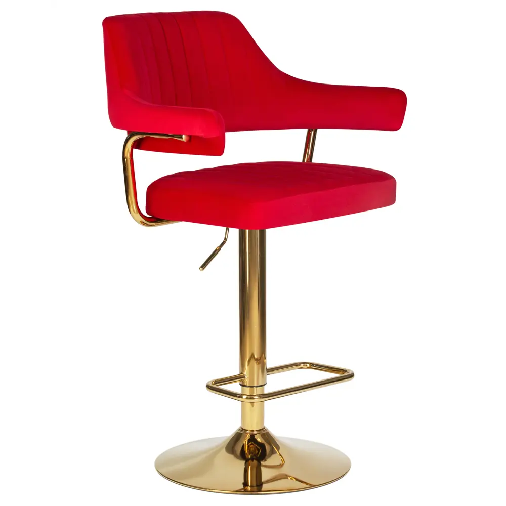 Фото 2 Барный стул Dobrin Charly Gold LM 61x120x54 см велюр цвет красный Фото 2 Барный стул Dobrin Charly Gold LM 61x120x54 см велюр цвет красный