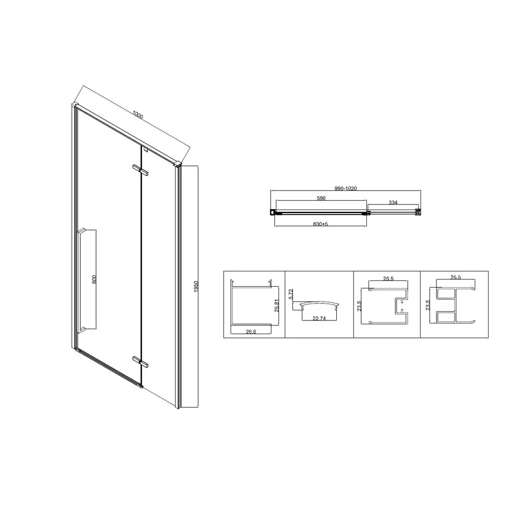 Фото 2 Душевой уголок Vincea Slim-N VSR-5SN1010CL прямой 100x100см хромированный профиль эффект стекла прозрачный