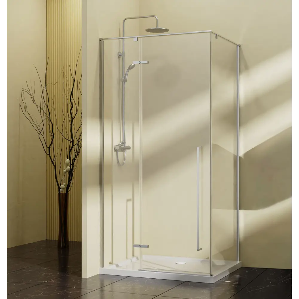 Фото Душевой уголок Vincea Slim-N VSR-5SN1010CL прямой 100x100см хромированный профиль эффект стекла прозрачный