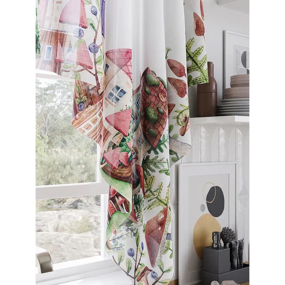 Фото 2 Тюль Helga Базовая коллекция HH534373 на шторной ленте 145x200 см цвет белый, коричневый, красный, зеленый Фото 2 Тюль Helga Базовая коллекция HH534373 на шторной ленте 145x200 см цвет белый, коричневый, красный, зеленый