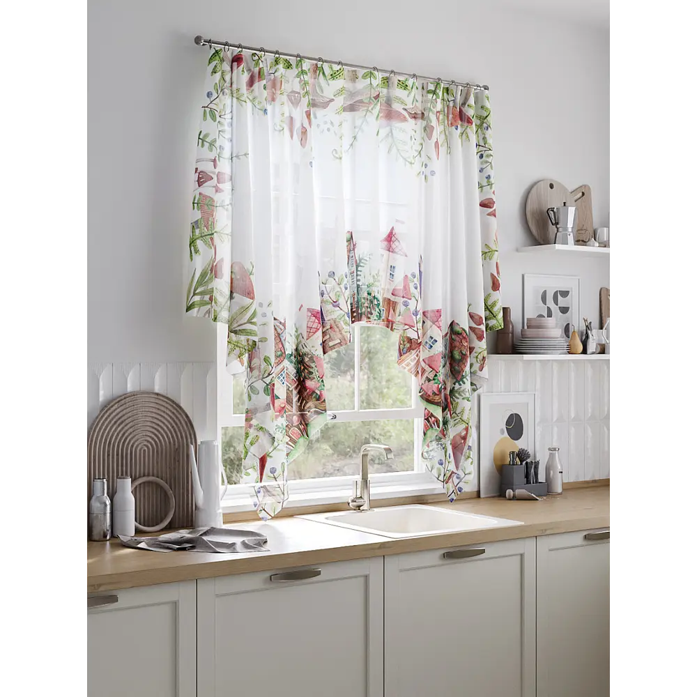 Фото Тюль Helga Базовая коллекция HH534373 на шторной ленте 145x200 см цвет белый, коричневый, красный, зеленый Фото Тюль Helga Базовая коллекция HH534373 на шторной ленте 145x200 см цвет белый, коричневый, красный, зеленый