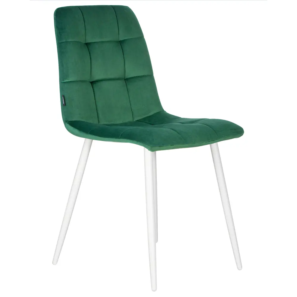 Фото Кухонный стул Dobrin Chilly 46x46x55 см велюр цвет темно-зеленый ножки белые Фото Кухонный стул Dobrin Chilly 46x46x55 см велюр цвет темно-зеленый ножки белые