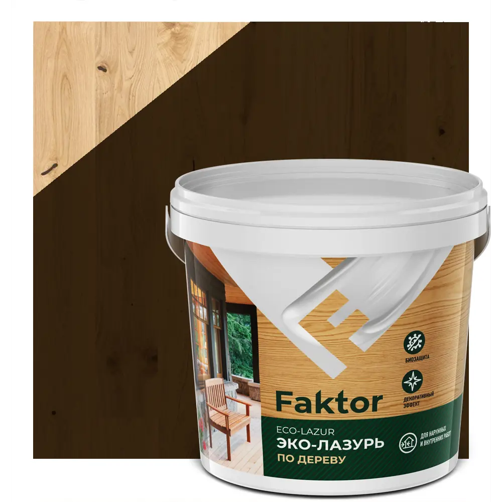 Фото Лазурь для древесины Faktor цвет тик 0.9 кг Фото Лазурь для древесины Faktor цвет тик 0.9 кг