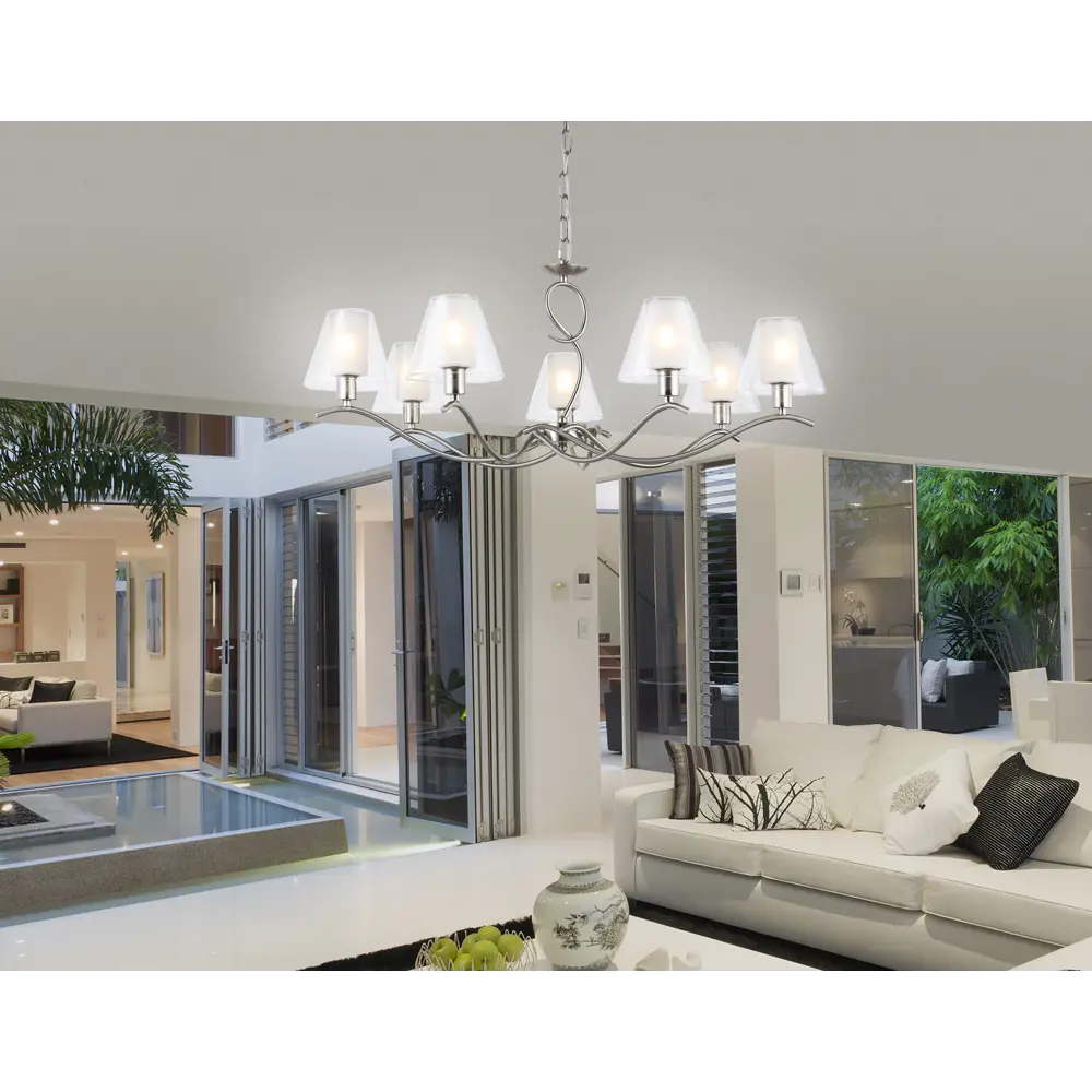 Фото 7 Люстра подвесная Ambrella light High light Lh57083 7 ламп 28 м² цвет белый матовый, никель Фото 7 Люстра подвесная Ambrella light High light Lh57083 7 ламп 28 м² цвет белый матовый, никель
