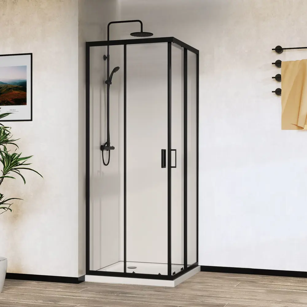 Фото 4 Душевой уголок Vincea city VSFW-101TMB VSS-5CT9010CLB прямоугольный 100x90см черный профиль эффект стекла прозрачный Фото 4 Душевой уголок Vincea city VSFW-101TMB VSS-5CT9010CLB прямоугольный 100x90см черный профиль эффект стекла прозрачный