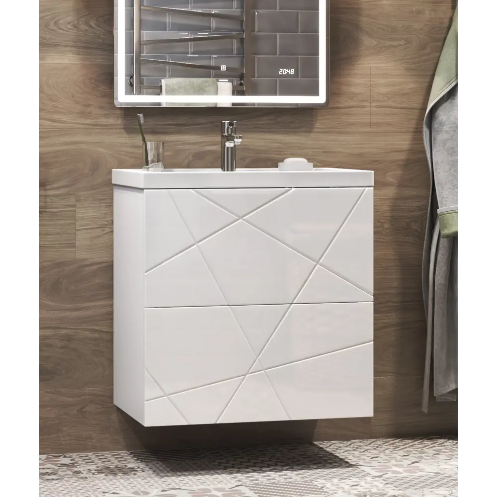 Фото 5 Тумба с раковиной напольная Vigo Geometry tn.bsf.GEO.COM.60.2Y 60 см цвет белый