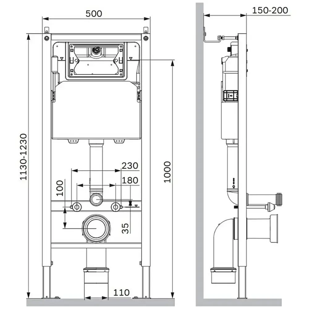 Фото 4 Инсталляция AM.PM I012709.0238 PrimeFit с клавишей слива PrimeFit S матовый черный унитаз 52.5x36 Soft-Close матовый черный конус