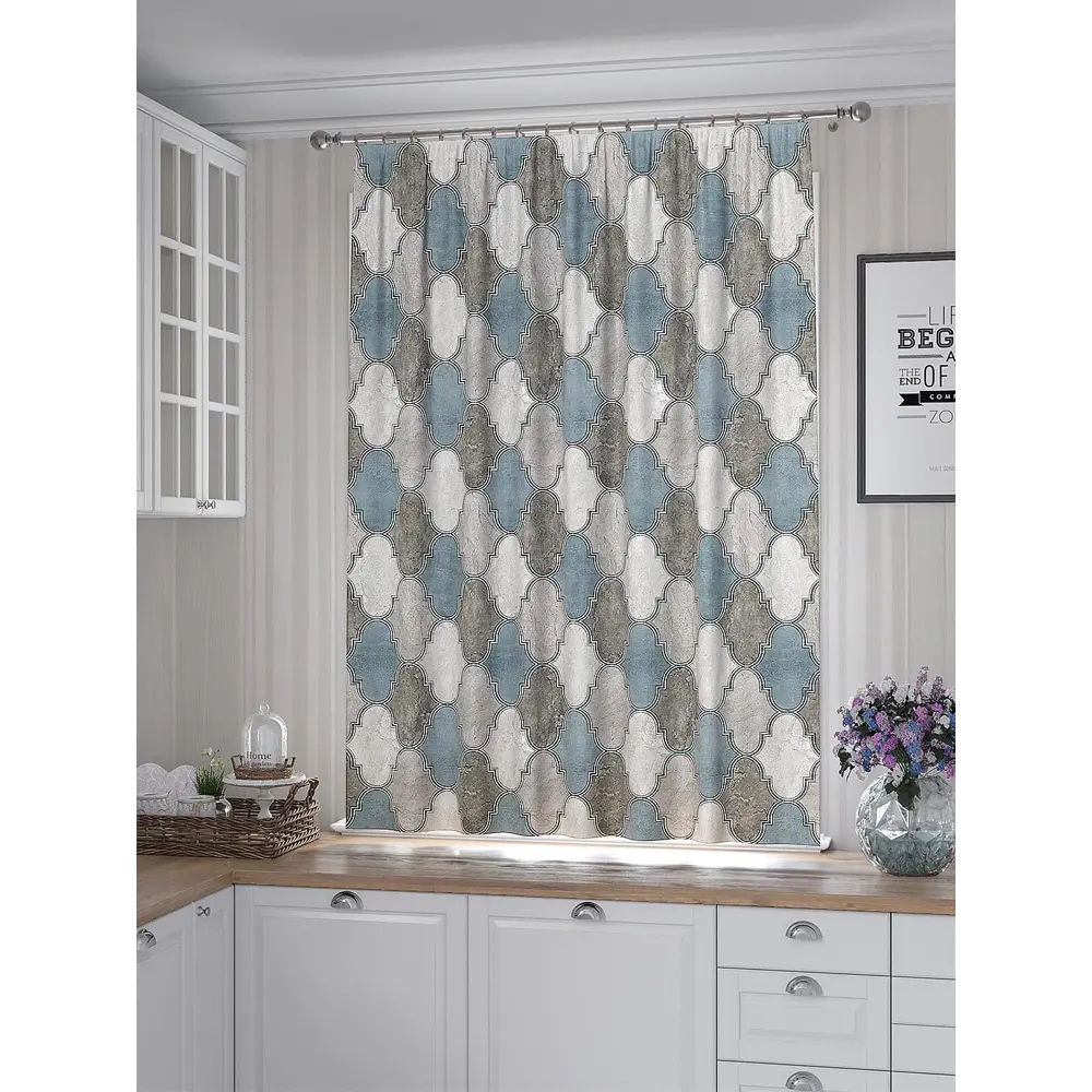 Фото 3 Штора Helga Нерквинес TD-530299 на шторной ленте, 180x150 см, цвет бежевый