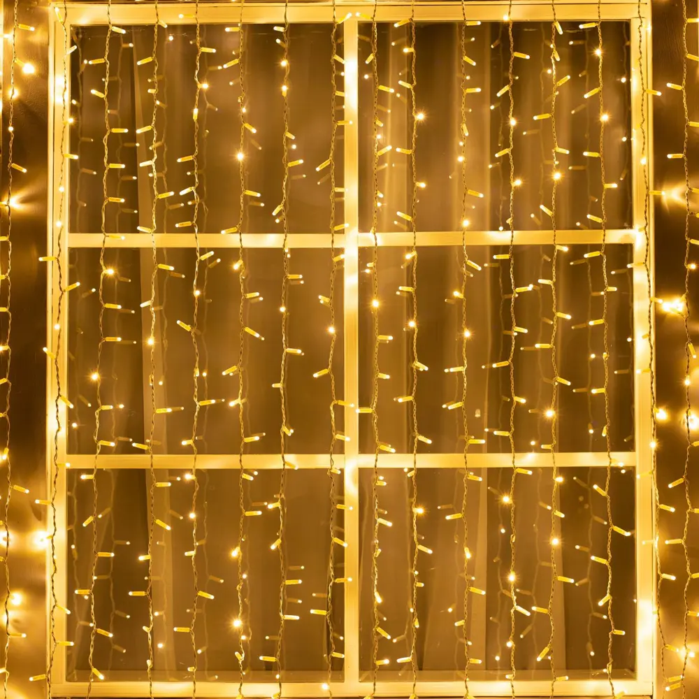 Фото 2 Электрогирлянда универсальная Luazon lighting 3584266 занавес 2x2 м 1440 ламп теплый белый 1 режим работы Фото 2 Электрогирлянда универсальная Luazon lighting 3584266 занавес 2x2 м 1440 ламп теплый белый 1 режим работы