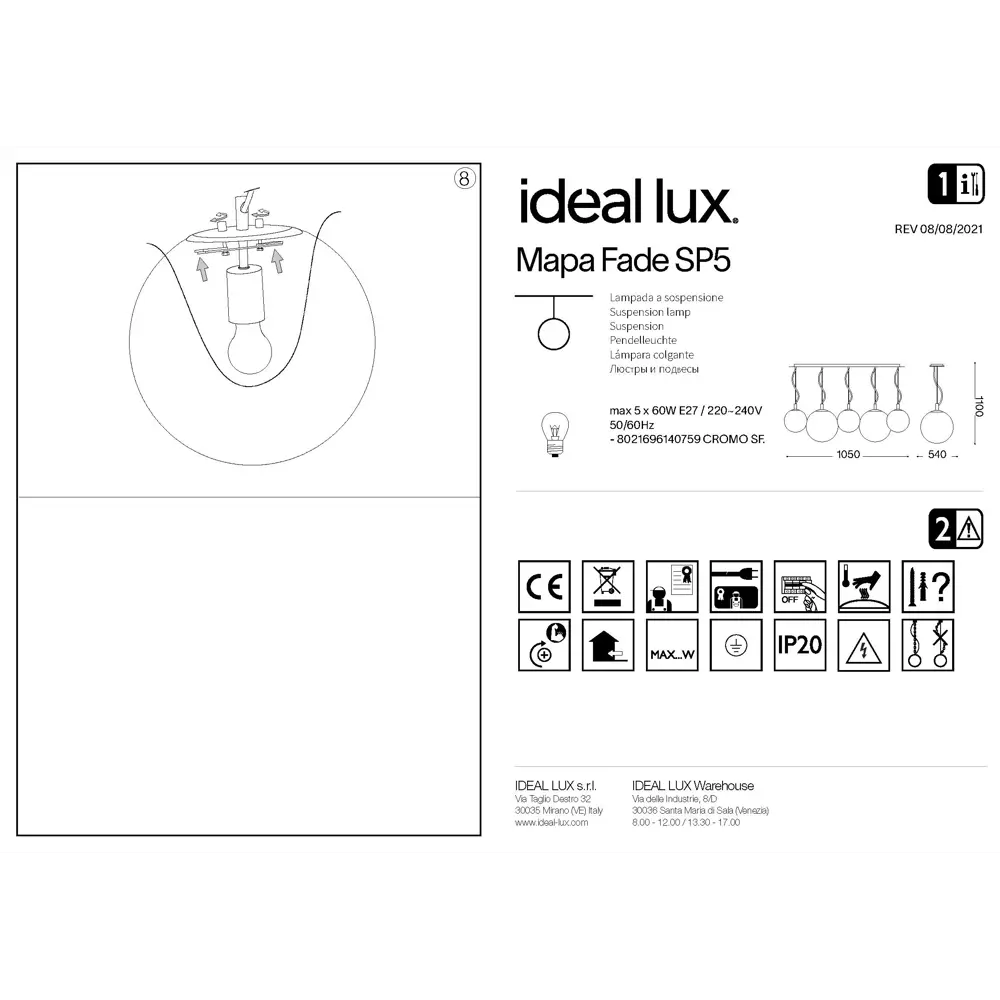 Фото Люстра подвесная Ideal lux Mapa 140759 5 ламп 23 м² цвет хром/серебристый/прозрачный/серый металлик Фото Люстра подвесная Ideal lux Mapa 140759 5 ламп 23 м² цвет хром/серебристый/прозрачный/серый металлик