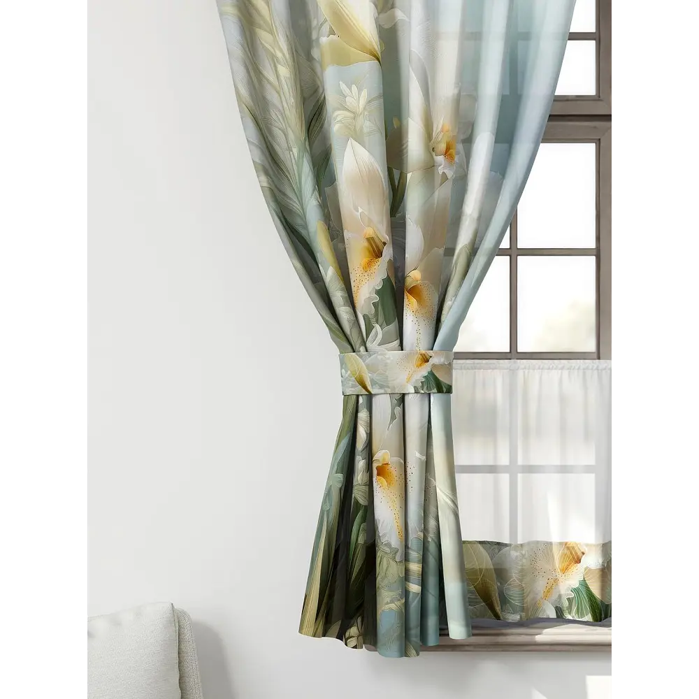 Фото 4 Комплект штор Comfy way CW705127-160 на шторной ленте 160x150 см цвет бежевый, зеленый, синий, желтый Фото 4 Комплект штор Comfy way CW705127-160 на шторной ленте 160x150 см цвет бежевый, зеленый, синий, желтый