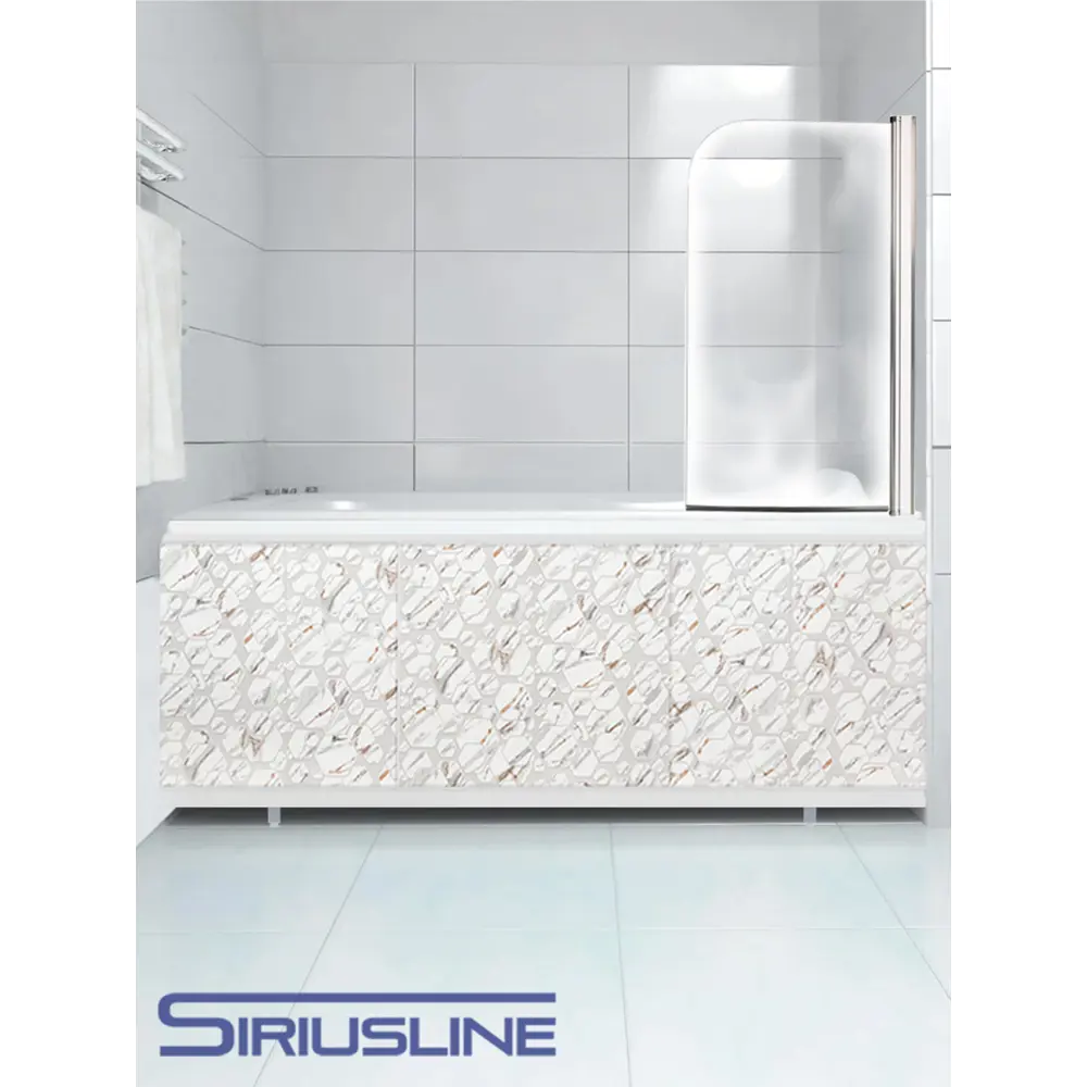 Фото Экран под ванну Siriusline 170 см пластиковый профиль цвет Льдинки Фото Экран под ванну Siriusline 170 см пластиковый профиль цвет Льдинки