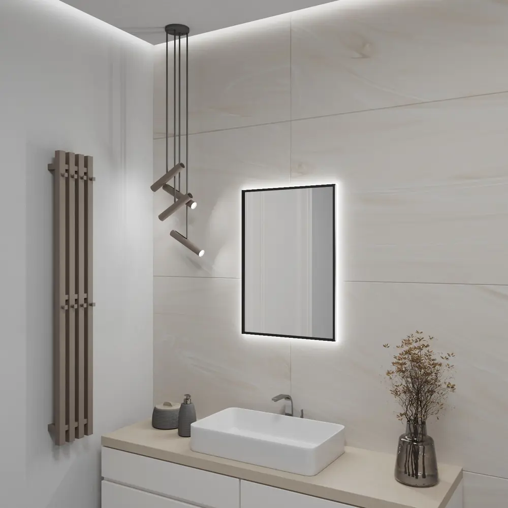 Фото 4 Зеркало для ванной Alumirror 6040свет 6040чер6000к с подсветкой 40x60см